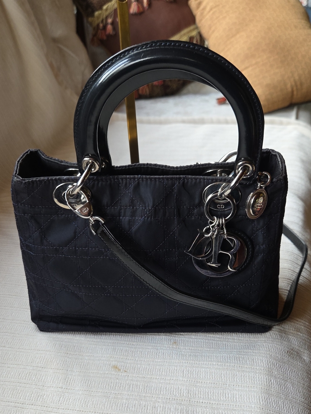 Dior Black Quilted Satchel with Silver Letter Charms - Picture 1 of 9